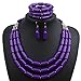 Thkmeet Fashion Handmade Bead Multilayer Statement Necklace Bracelet Earrings Jewelry Set