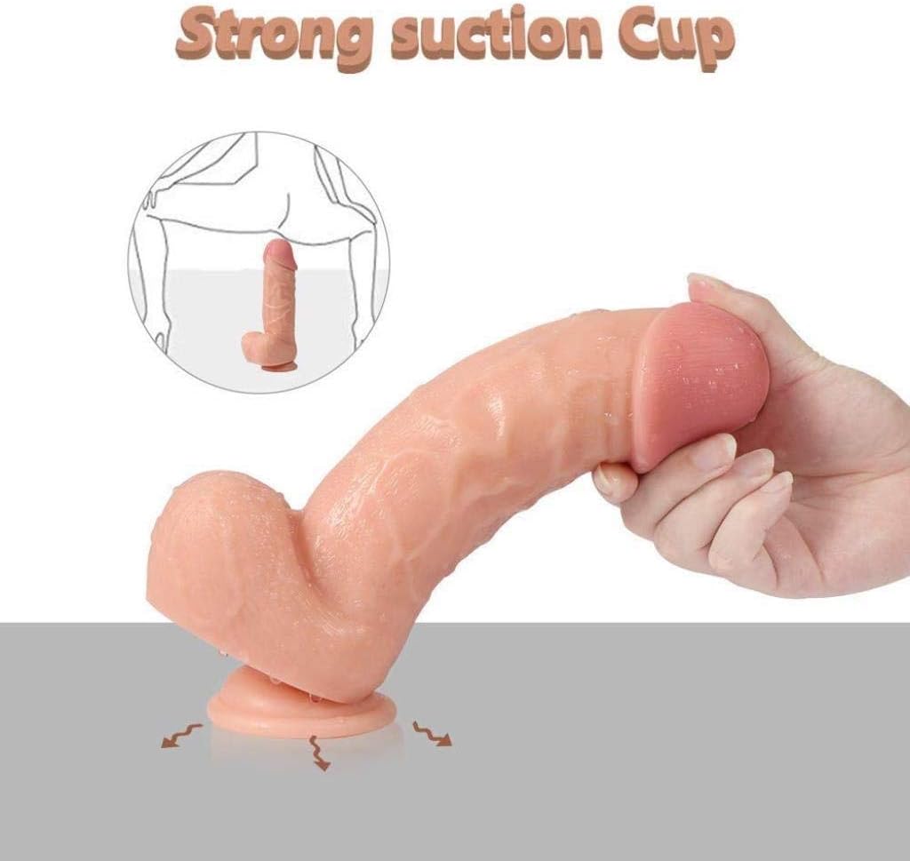 IJWBV Women Magic Stick Hand-Held Tasteless Suction Cup Base Width All-Silicone (Flesh)