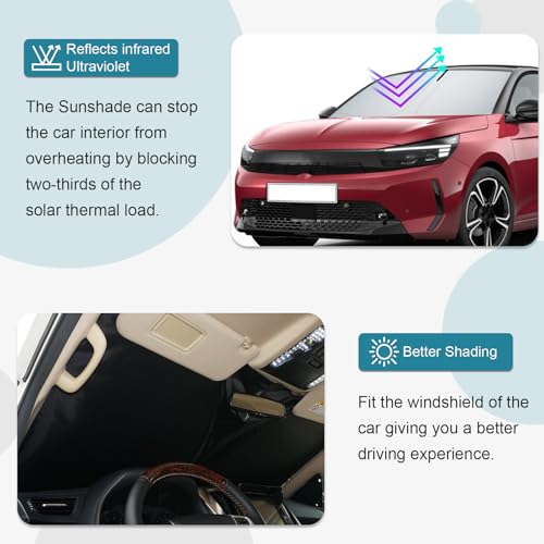 [Upgrade] CDEFG Compatible with Opel Corsa F 2020-2025 2026 Sunshade Covers Windshield Parasol Front Windshield Car Sunshade Accessories