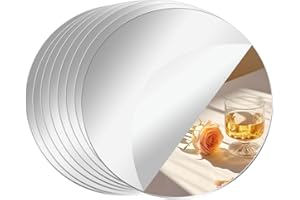 CEUQIESO 8 Pack Acrylic Round Mirrors, 10 inch No Glass Circle Mirror Tiles Self Adhesive Mirror Stickers for Wall Home Living Room Bedroom Decor, Small Mirrors for Crafts (Thickness 1 mm) (10 inch/25cm)
