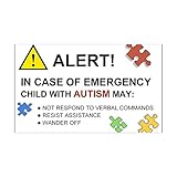 CafePress - Autism Emergency Warning Sticker for Car - Rectangle Bumper Sticker Car Decal