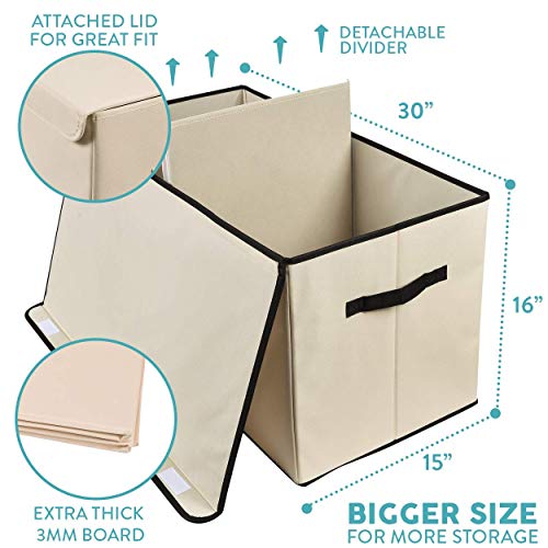 Woffit Toy Storage Organizer Chest for Kids & Living Room, Nursery, Playroom, Closet etc. - Extra Large Collapsible Toys Bin with Flip-top lid for Children & Dog Toys, Great Box for Boys and Girls