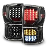 Xtune 2007-2013 Tundra Black Full LED (Running, Brake, Signal, Reverse) Tail Lights 2008 2009 2010 2011 2012 Pair L+R