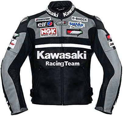 Kawasaki Gray Racing Team Leather Jacket (without a hump)