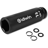 1'' Drive 1-1/2'' Extra Deep Impact Socket, 8'' (200mm) Long, 6-Point Truck &amp; Trailer &amp; Tractor Wheel Nut Impact Socket, Heat Treated CR-V Alloy Steel, One-Piece Forged, Radius corner design