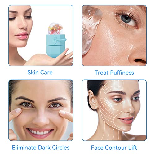 Ice Mold for Face, 2 Shapes Design Ice Roller for Face and Eyes, Silicone Material, Reusable Facial Ice Roller for Tighten Skin, De-Puff Eye, Remove Fine Lines