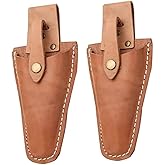 Poevic Leather Sheath for Scissors, 2Pcs Leather Sheath Tool Holsters,Garden Pruner Sheath, Belt Holder Pouch Bag, Protective Leather Cover, Leather Hand Pruner Sheath for Garden Pliers with Snap (2)