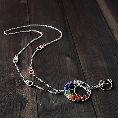 Crimmy Fashion Lanyard for Women, Tree of Life Pendant Necklace Badge Holder, Stainless Steel ID Holder