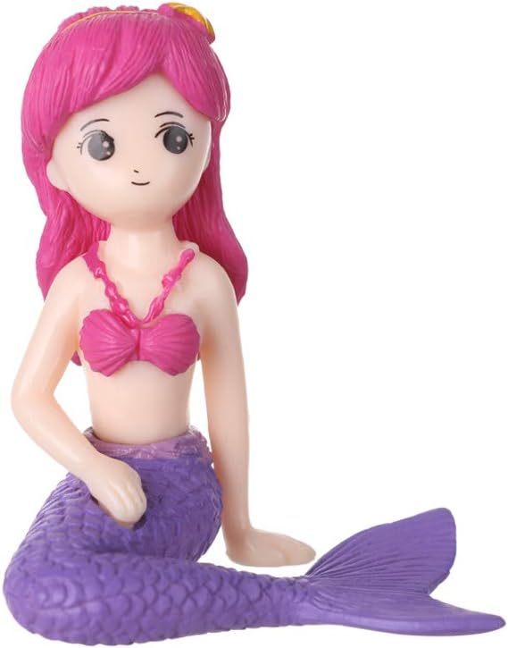 cloforsale Home Decor Miniature Mermaid Figurines Princess Crafts Cake Fairy Garden Dollhouse(bend tail,purple)
