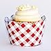 Red Checkered Cupcake Wrappers, Vintage Baby Blue Gingham, Picnic Red Checked, Confetti Couture Party Supplies, 36 Wraps