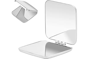 Compact Travel Makeup Mirror, Portable Pocket Mirror, 2.2inch/5.7cm, Stainless Steel Square Folding Double-Sided Mirror, High