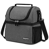 Insulated Lunch Bag for Men Women, Bagmine Adult Lunch Box for Meal Prep Waterproof Zipper & Leak-proof Inside Cooler Bag with 2 Spacious Compartment for For Commuter, School, Camping Gray