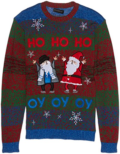 Blizzard Bay Men's Ho Oy Crew Neck Ugly Xmas, Blue Combo, XXL