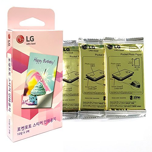 LG Pocket Photo Printing Paper Zink Sticker 30 sheet (10 sticker sheet x 3 pack)