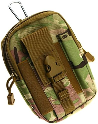 Sminiker Tactical Gear Compact Molle Pouch Utility EMT Tactical Pouch With Carabiners Buckle(Woodland camo)