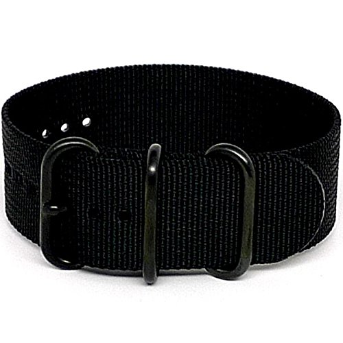 DaLuca-Ballistic-Nylon-NATO-1-Piece-Watch-Strap-Black-PVD-Buckle-22mm