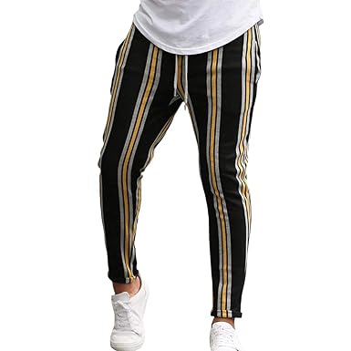 Yying Pantalon Delgado A Rayas Hombre Pantalones Deportivos