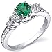 PEORA Simulated Emerald Solstice Ring for Women 925 Sterling Silver, 5mm Round Shape, Comfort Fit, Sizes 5 to 9