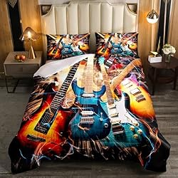 Erosebridal Boys Guitar Comforter Set Twin Size