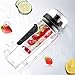 amzdeal Fruit Infuser Water Bottle - 1L / 32 Oz Sports Water Bottle BPA Free with Infusion Rod and Freezer Ice Ball Leak Proof and Non-Slip Design for Outdoor School Office - Black