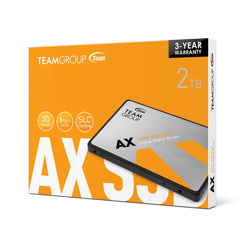 TEAMGROUP AX2 2TB 3D NAND TLC 2.5 Inch SATA III Internal Solid State Drive SSD (Read Speed up to 540 MB/s) Compatible with Laptop & PC Desktop T253A3002T0C101