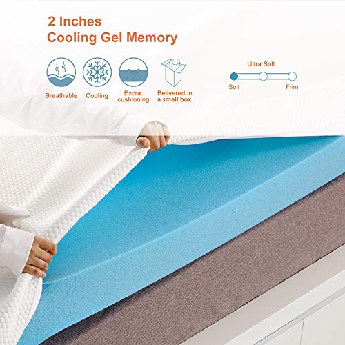 OYT King Size Mattress Topper,2 Inch Gel Memory Foam Mattress Topper