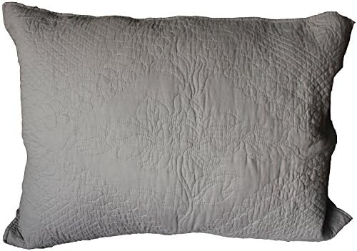 FantasyDeco Quilted Standard Sham, 20"x26", Grey, 2 Pieces