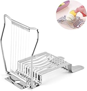 1 PCS Stainless Steel Egg Slicer with Stainless Steel Cutting Wires Multifunctional Boiled Egg Soft Food Slicer,Stainless Steel Boiled Egg Ham Slicers Cutter Salad Egg Chopper Dicer,Wire Egg Slicer