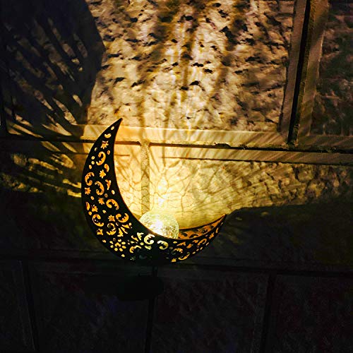 image for Aubasic Solar Powered Garden Lights, 2 Pack Antique Brass Hollow-Carve