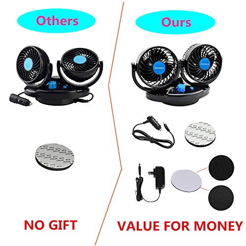 Oscillating Fan for Car with 12V Adapter for Household, Fan for Truck Car 2 Adjustable Speed 360° Rotatable Low Noise - Thumbnail 5