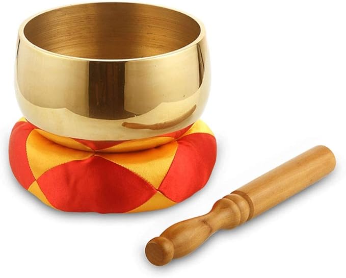 Brass Singing Bowl Set Cushion Mallet Mental Music Bowl Art Craft Tibet Buddhism Creative