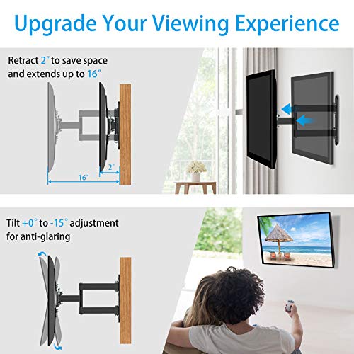 Everstone Full Motion TV Wall Mount Bracket Fit Most 28 to 60" LED LCD
