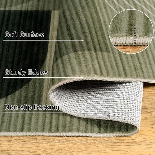 Calinline Luxury Large Area Rugs for Living Room, Modern Geometric Abstract Bedroom Rugs, 200x300cm Green Soft Short Pile Lounge Rug, Non Slip Washable Carpet for Dining, Hallway, Office Home Decor