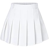 Joe Wenko Girls Women's Pleated Skirt, High Waist School Uniform A-Line Short Skirt