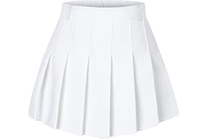 Joe Wenko Girls Women's Pleated Skirt, High Waist School Uniform A-Line Short Skirt