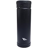 14oz/400ml Vacuum Insulated Bottle,Glass Vacuum Drinking Cup,glass lined thermos, stainless steel body,Glass vacuum liner inside(Black)