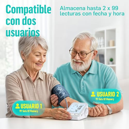 Runstar Arm Blood Pressure Monitor with Wide Range Armband (22cm-42cm) for Home Use, Automatic Digital Blood Pressure Monitor with Storage Bag and Memory 2x99 Readings, Grey