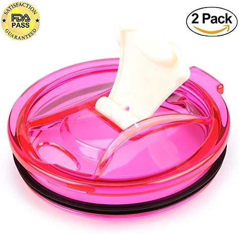 2 Pack Spill Proof and Splash Resistant Lid for Yeti Rtic Ozark Trails Tumbler Rambler Cups 30 oz (Pink)