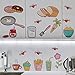 BIBITIME Cartoon Kitchen Decal for Wall Fridge Sticker Flower Carrot Water Jam Bread Food Vinyl Decor for Cooking Bench Lockers Refrigerator