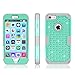 iPhone 7 Case, LONTECT Hybrid Heavy Duty Shockproof Diamond Studded Bling Rhinestone Case Dual Layer [Hard PC+ Soft Silicone] Impact Protection for Apple iPhone 7 - Teal/Grey