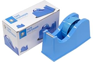 MR.R MR.R Heavy Duty Desktop Masking Tape Dispenser Adhesive Roll Holder (Fits 1" & 3" Core) for Heat Press Transfer Tape Blu