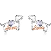 Dachshund Earrings for Women 925 Sterling Silver Opal Dachshund Puppy Dog Earrings Animal Dog Lovers Jewelry Gifts