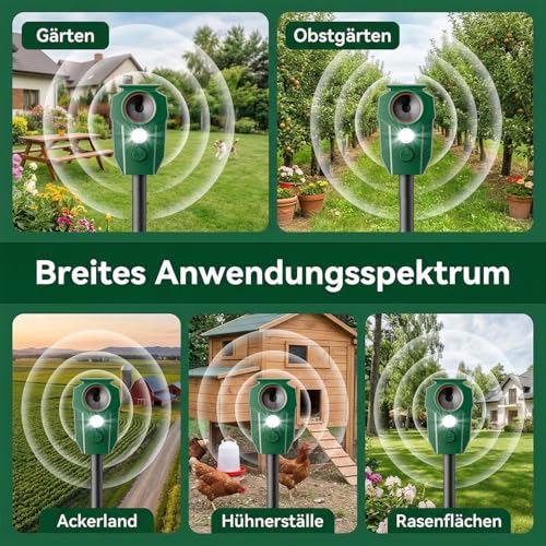 MEKEET Ultrasonic Cat Repeller for Garden, Solar Cat Repellent with Motion Sensor and LED Flash, IP65 Waterproof, Animal Repellent Against Cats, Dogs, Martens, Foxes and Wildlife