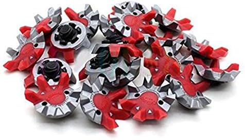 QHALEN New 24pcs Replacement Golf Shoe Spikes Puslar Cleats Fast Twist Tri-LOK Fit Foot Joy Red Gray