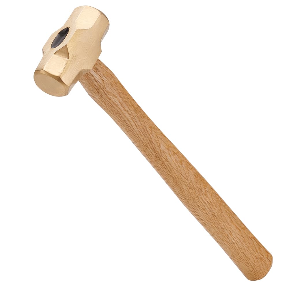 BENECREAT Brass Sledge Hammer, 23cm Long Hammer Jewelry Making Hammers with Beech Wood Handle for Jewelry Craft Making