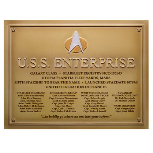 Star Trek U.S.S. Enterprise-D Dedication Plaque #4