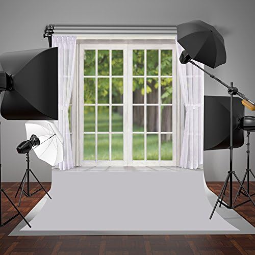 5x7ft Living Room Photography Background Indoor Glass Window and White Curtain Photo Backgrounds Backdrop