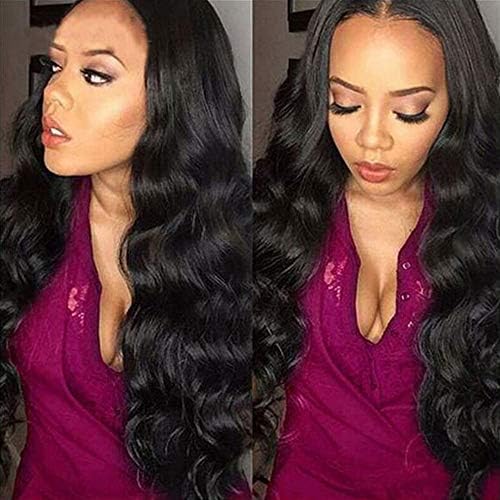 8A Body Wave Unprocessed Real Brazilian Virgin Hair Lace Front Human Hair Wigs for Black Women with Baby Hair Pre Plucked Hairline 130% Density (12inch, Natural Black)