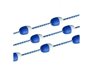 Balissm 30ft 60ft 100ft 130ft 160ft 200ft Floating Pool Safety Divider Swim Lane Line, Buoy Demarcation Line Rope with Bi-Tone Floating Buoys & 2 Pre-Assembled Hooks(65ft), Blue And White