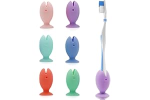 KOCONH Cute Standing Tooth Brush Cover Cap Stand, Toothbrush Holder with Suction Cup, Portable Travel Toothbrush Head Cover Protector, Cute Fish Shape Silicone Suction Cup Toothbrush Holder. (6 PCS)